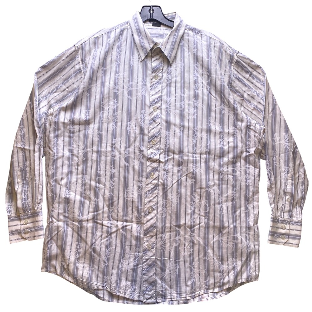 Southpole Shirt Mens Extra Large Button Down Striped Floral AOP Academia Y2K‎